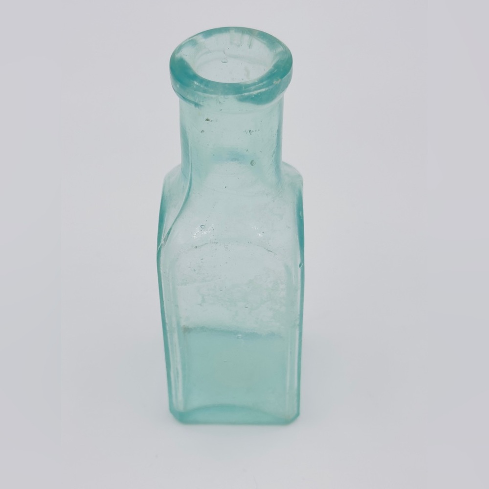 Vintage Aqua Glass Bottle 5”